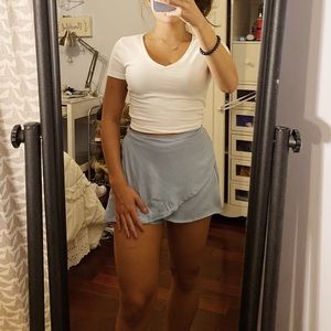Baby Blue Mini Wrap Skirt